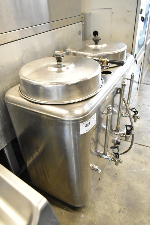 Cecilware FE-200 stainless steel coffee urn, automatic, 120/208 volts, commercial countertop model, visible label with number 423.