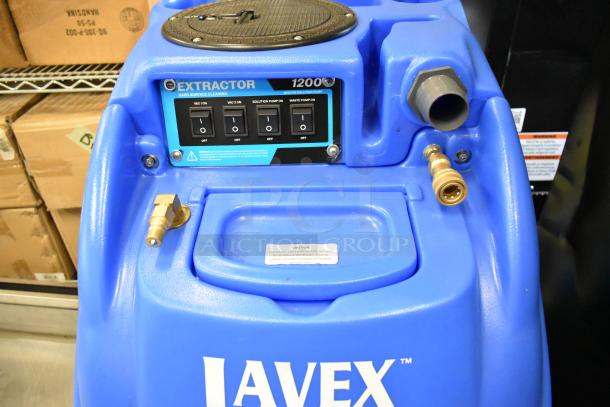 BRAND NEW Lavex 12-gallon extractor, 1200 PSI, with 25' hoses, 12" stainless steel wand. Scratch and dent condition.
