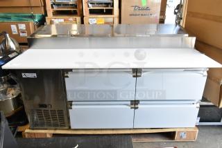 BRAND NEW SCRATCH AND DENT! 2025 Avantco 178SSPPT2 Stainless Steel Commercial Pizza Prep Table w/ 4 Drawers. 115 Volts, 1 Phase. - Item #1208145