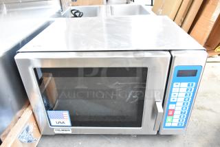 BRAND NEW Solwave SWA21T stainless steel commercial microwave, push-button controls, 208/240V, minor scratches.