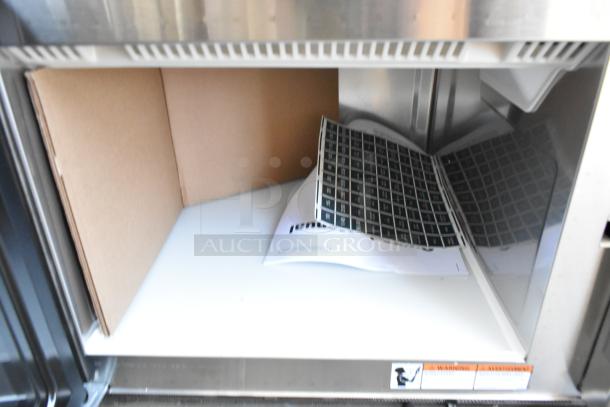 Brand new Solwave SWA21T stainless steel commercial microwave, 2025 model, with push button controls. Scratch and dent.