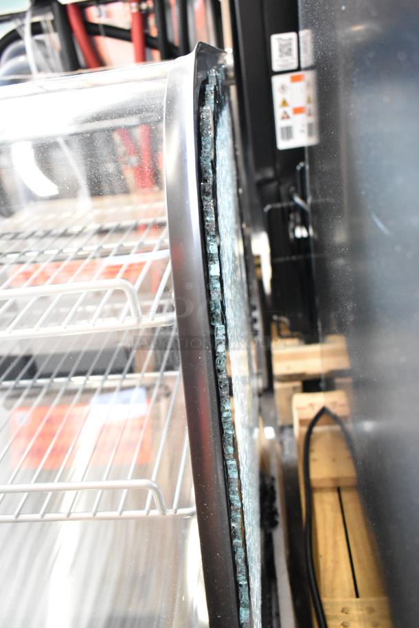 KoolMore commercial countertop merchandising case, metal, brand new, with broken glass on side pane.