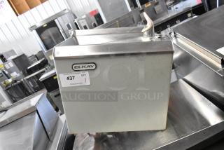 Elkay HEW3_1H metal wall mount water fountain, 115 volts, 1 phase, showing Elkay logo and auction tag 437.