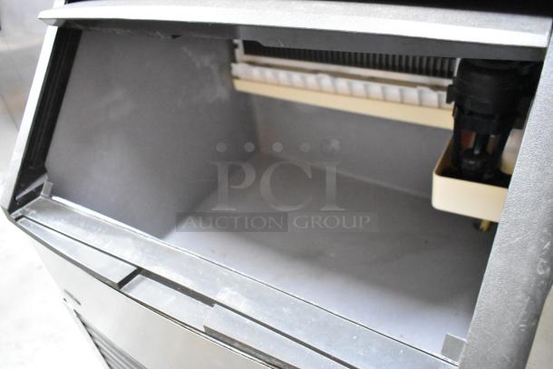Manitowoc QY0214A stainless steel undercounter ice machine, self-contained, commercial-grade, 115V, 1 phase.
