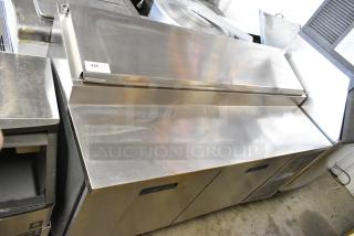 Randell 8268N Stainless Steel Commercial Pizza Prep Table on Commercial Casters. 115 Volts, 1 Phase. - Item #1208157