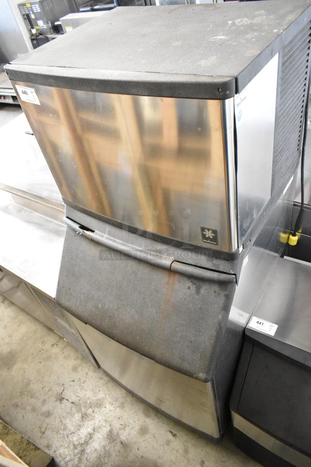 Manitowoc QY0454A stainless steel commercial ice head on bin, 115V, 1 phase; used condition with external wear.