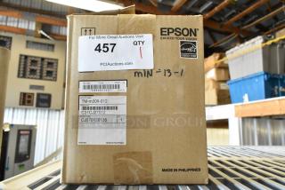 Brand new Epson TM-M30II-012 receipt printer in sealed box. Labels show product code C31CJ27012, Made in Philippines.