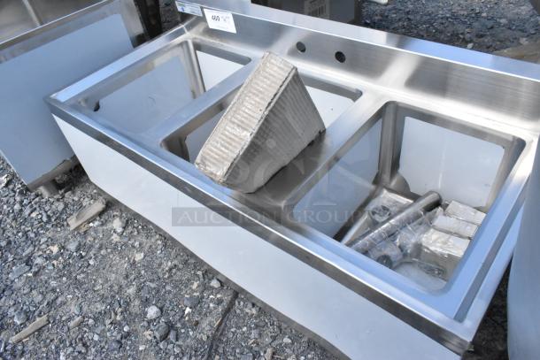 BRAND NEW Steelton 522BS3T38 3 Bowl 18 Gauge Underbar Sink, 38" x 18 3/4", slight scratches, includes hardware, stainless steel.