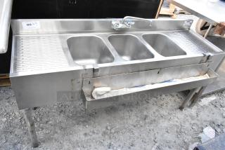 Stainless Steel 3 Bay Back Bar Sink w/ Dual Drain Boards and Speewell. - Item #1208186