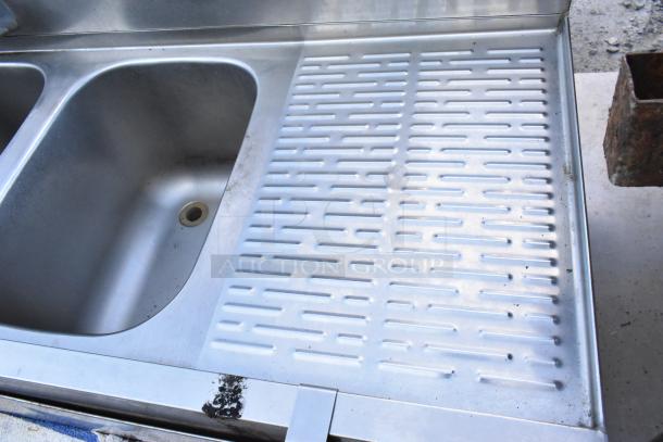 Stainless Steel 3 Bay Back Bar Sink with dual drain boards and speedwell, showcasing a clean, durable design.
