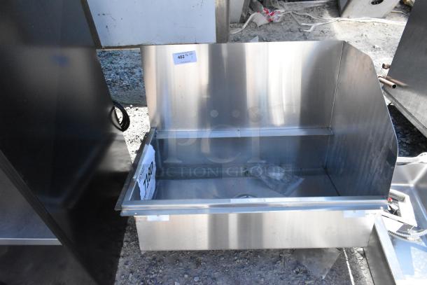 Brand new Advance Tabco 9-OP-36FM-FGR 34"x22"x10" mop sink with removable fiberglass grating, minor scratches visible.