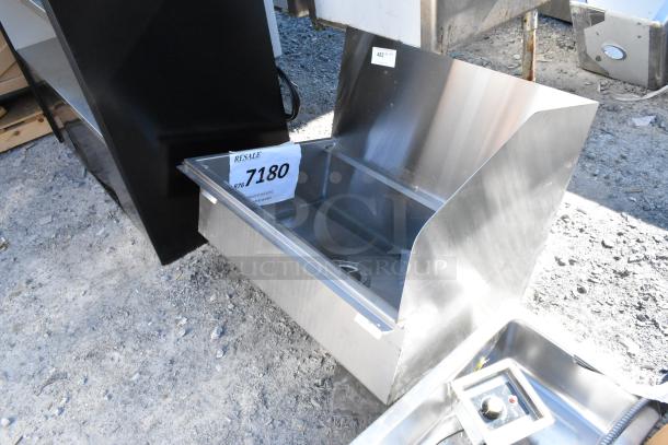 Brand new Advance Tabco 9-OP-36FM-FGR 34"x22"x10" floor-mounted mop sink with removable fiberglass grating, scratch and dent condition.