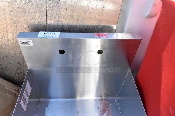 Brand new Steelton 522US12424 utility sink, 24"x24"x14", for 8" center faucet, no legs, minor scratches visible.