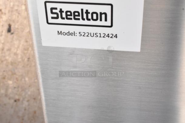 Brand new Steelton 522US12424 utility sink, 24"x24"x14", no legs, marked for 8" center faucet, scratch and dent model.
