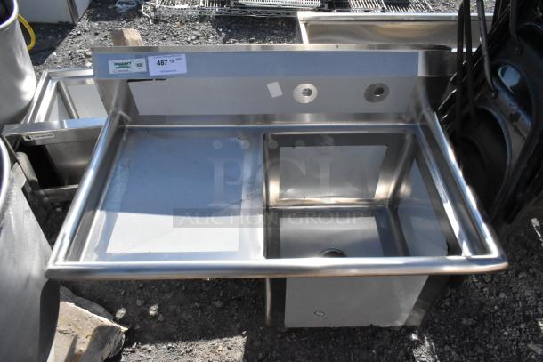 BRAND NEW Regency 600S1181818L stainless steel single bay sink with left drain board, scratch and dent, no legs included.