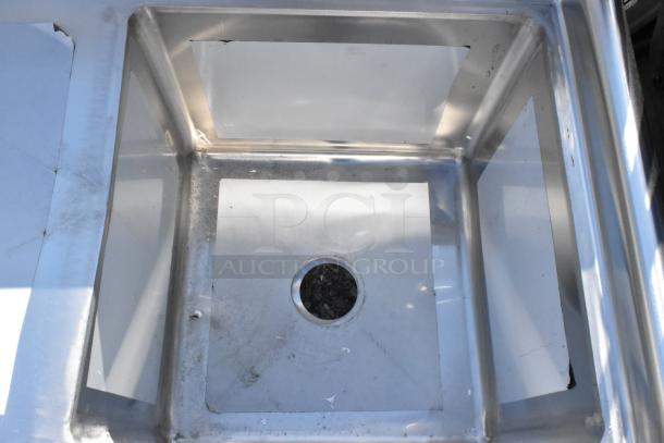 BRAND NEW Regency 600S1181818L stainless steel single bay sink, left side drain board, no legs, minor scratches.