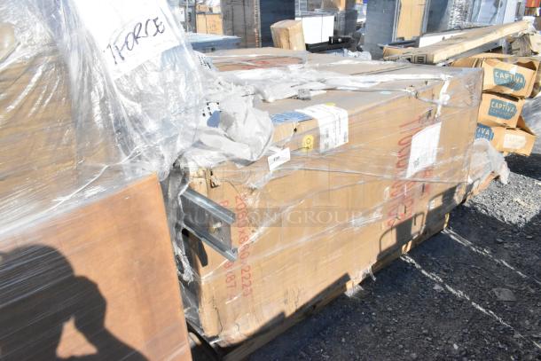 Brand new Avantco 178GDC69HCB, 78 1/4" black merchandiser refrigerator, scratch and dent, in packaging.