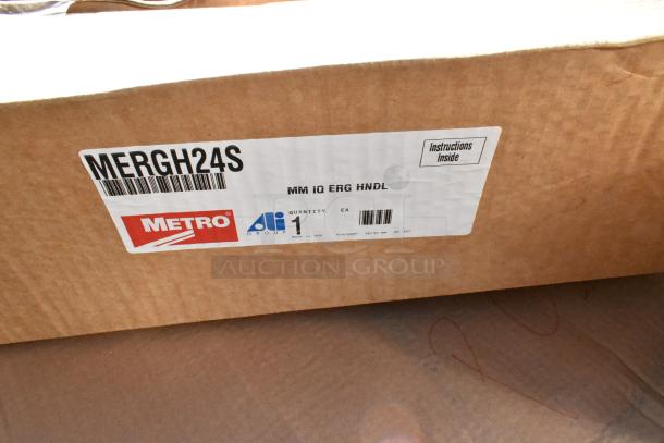 Brown box labeled "MERGH24S," Metro Group branding, indicating a 24" ergonomic handle. Instructions inside. Quantity: 1.