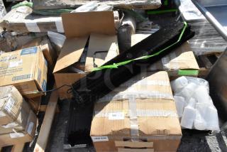 Five brand new scratch and dent items including Naks 08D-DB Mushroom and poly bottles, packaged in boxes.