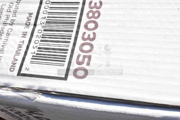 Box showing barcode and number 3803050, indicating cotton candy cones included in the auction lot of six items.