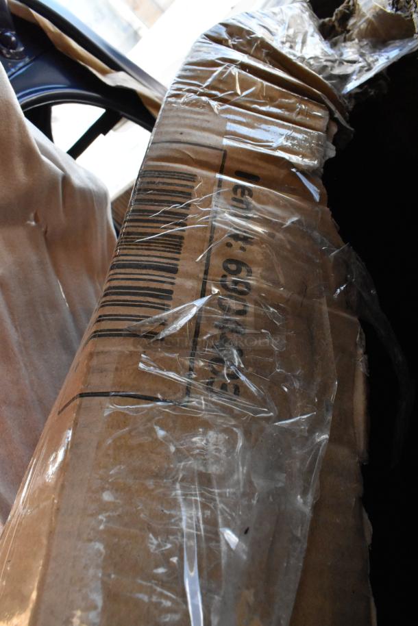 12 Brand New Scratch and Dent Metal Tolix Style Chairs in damaged packaging. Auction includes 12 items per bid.