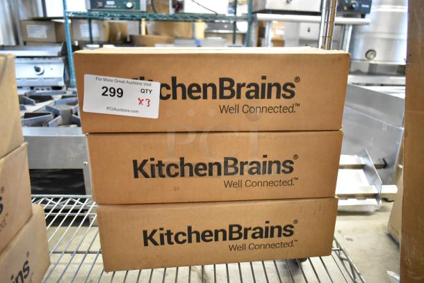 Three brand new KitchenBrains Fast Z040120HFC Timers in sealed boxes, labeled with "299 QTY x3" for auction.