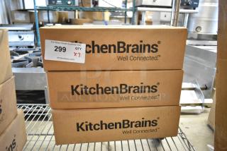 Three brand new KitchenBrains Fast Z040120HFC Timers in sealed boxes, labeled with "299 QTY x3" for auction.