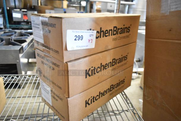 Three new Fast Z040120HFC Timers in sealed KitchenBrains boxes on a metal shelf, labeled "299 QTY X3".