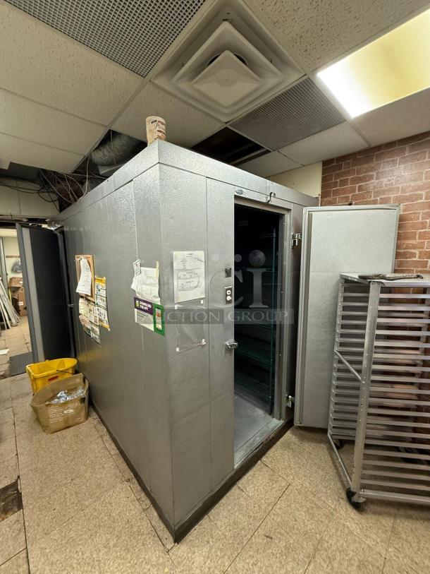 6'x8' Kolpak walk-in cooler box with Copeland RST55C1E-CAA-901 compressor and TPLP106MAS1BR6 evaporator fan, 115V, 1 phase.