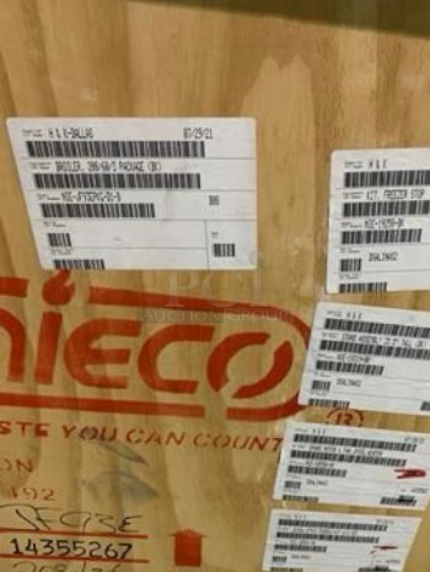 Brand new Nieco JF62-2 Automatic Broiler. Gas conveyor burger broiler in packaging with visible labels. Fully tested.