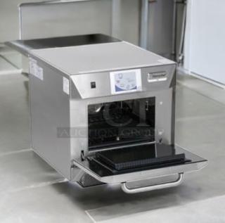Brand New Merrychef Eikon e4 High-Speed Cooking Oven, model E4SSTMV6DFU1GMUS, 208/240V, stainless steel, open door.