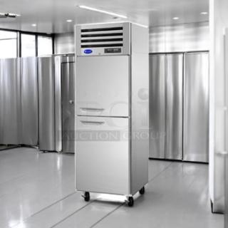 Brand new Randell R1DT-25-1FB reach-in refrigerator/freezer, dual temperature, 25" wide, stainless steel, fully tested.