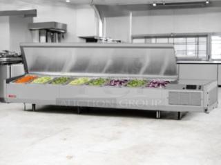 Turbo Air CTST-1800-N refrigerated countertop prep rail, 71" wide, 18 pan capacity, brand new, fully tested and working.