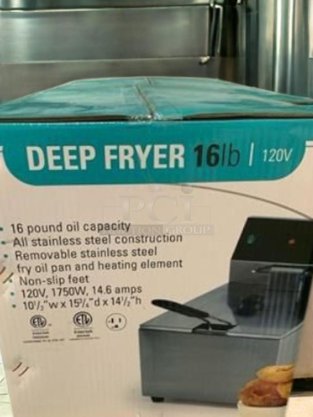 Global Solutions GS1611-120 Electric Deep Fryer, 16 lb capacity, stainless steel, 120V, excellent condition, fully tested.