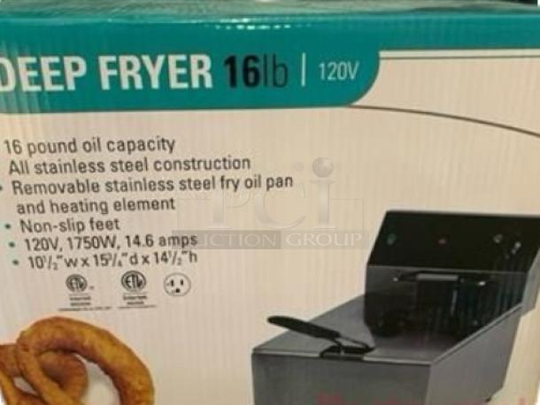 Global Solutions GS1611-120 Electric Deep Fryer, 16 lb capacity, stainless steel, 120V, excellent condition, fully tested.