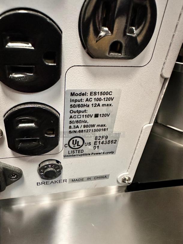 OPTI UPS Enhanced Series 1500C, model ES1500C, excellent condition, 980W, 110-120V input, fully tested, UL listed.