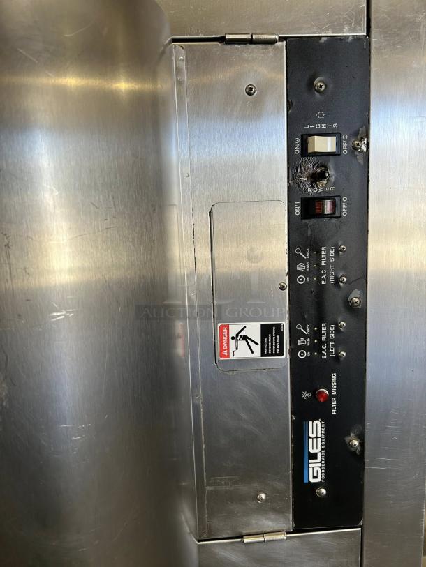 Giles Food stainless steel hood, model ModF SH-6 W/FSH-6, excellent condition, control panel visible, tested and working.