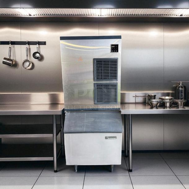 Blue Air BLMI-850A _BA126 ice machine, excellent condition, stainless steel, 850 lbs capacity, fully tested, with bin.