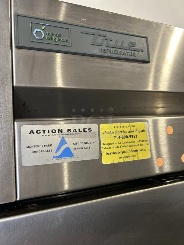 True T-43-HC double door refrigerator in excellent condition, stainless steel, 115V, natural refrigerant, tested working.
