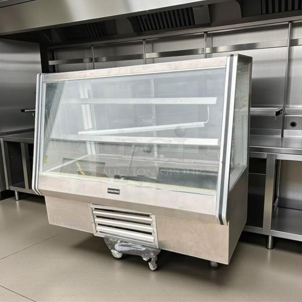 Cool Tech straight glass refrigerated display case, tested and working, with shelving, in excellent condition.