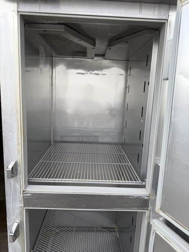 True STA1R-2HS Spec Series refrigerator, solid half doors, 1 section, pristine interior, tested and working condition.