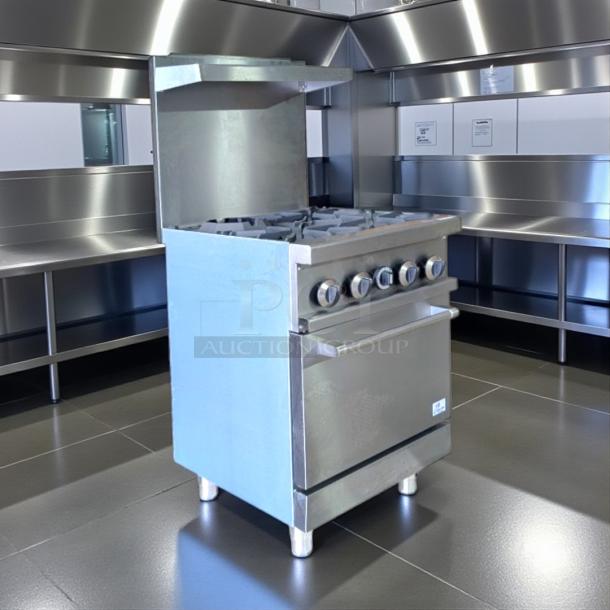 Cooler Depot TC-R24 4 burner commercial oven range, stainless steel, excellent condition, tested and working.