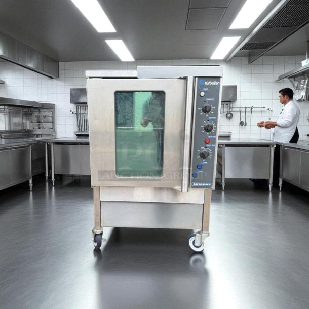 Turbofan E32MS electric convection oven, 220v, 1PH. Great condition, tested and working, with control knobs and viewing window.