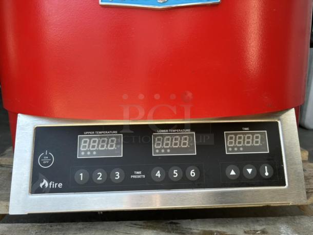TurboChef FIRE Pizza Oven FRE-9600-1 in like-new condition, red finish, digital controls, fits up to 14" pizza.