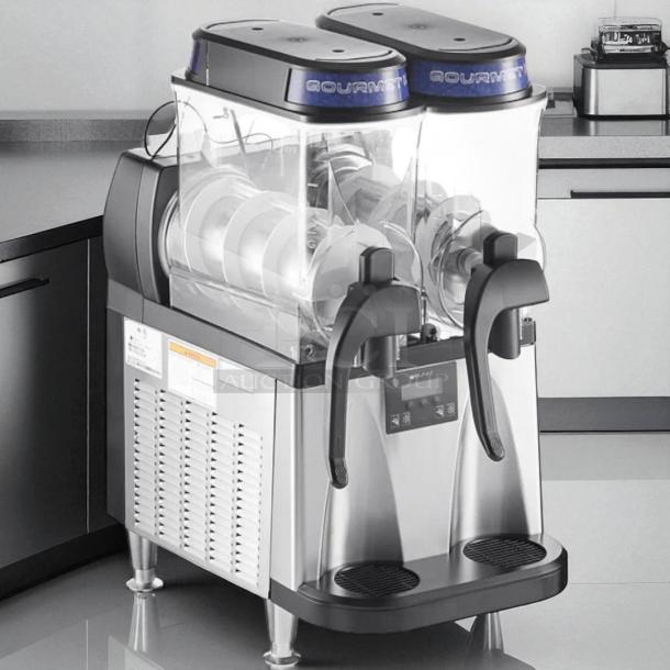 Bunn Ultra-2 Frozen Drink Machine, excellent condition, dual dispenser, 120V, fully tested and working, visible labels.
