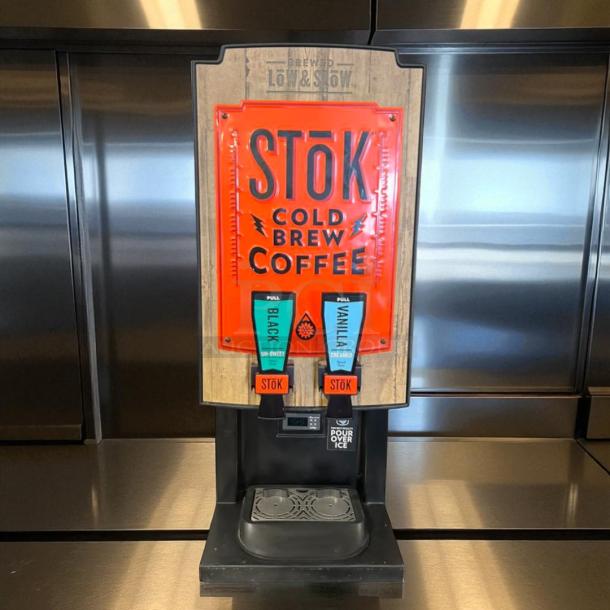 CreaMiser 230 STōK Cold Brew Coffee Dispenser, 110V, fully tested, working, features dual taps for black and vanilla options.