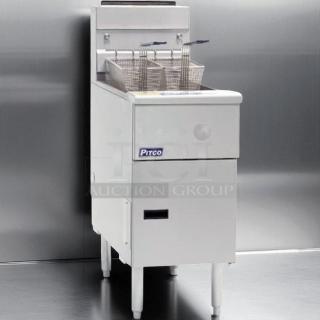 Pitco VF-35S gas fryer, 35 lb vat, floor model, natural gas, great condition, fully tested and working.