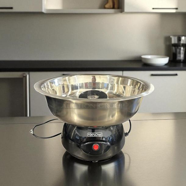 Ecotel Snack Cotton Candy Maker MiniPro 600, like new, 220V, 0.6kW, 50Hz. Tested, working, stainless steel bowl.