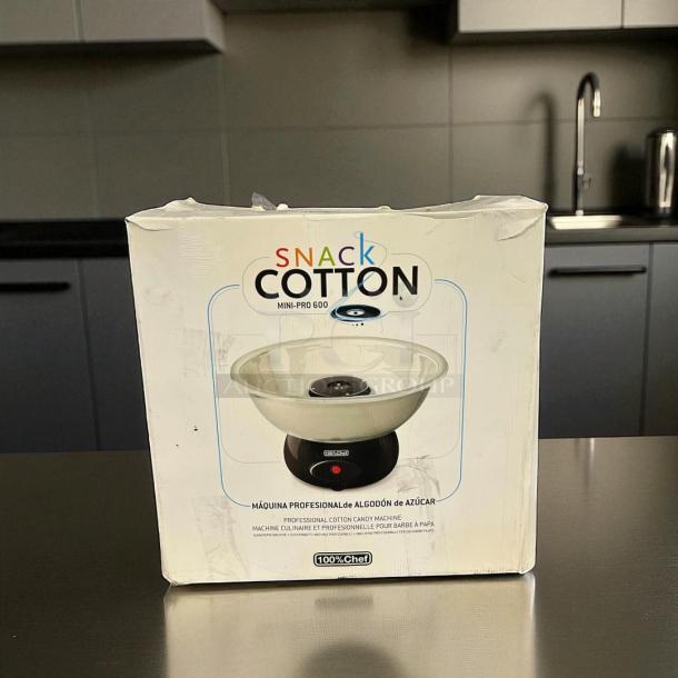 Ecotel Snack Cotton Candy Maker MiniPro 600, like new, 220V, 0.6kW, 50Hz, in original box, tested and working.