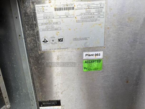 Pitco 65C+S 65 lb natural gas fryer in excellent condition. Features label for model and specifications.
